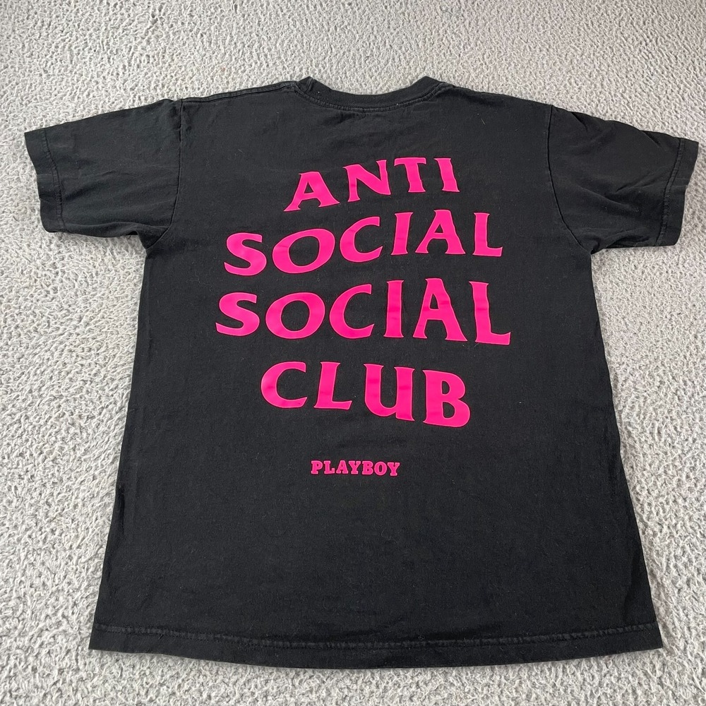 Anti Social Social Club Black Playboy Bunny T-Shirt Size Medium Pink Graphic Tee